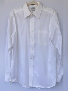 Eagle Shirtmakers Men’s White Button Up Dress Shirt Slim Fit Size 16.5 34/35